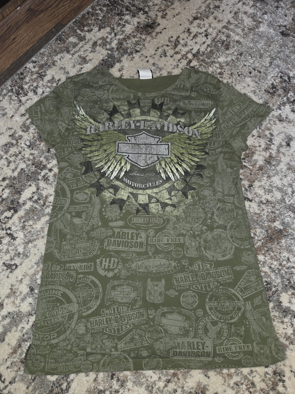Harley-Davidson Girls' Olive Green Graphic Tee